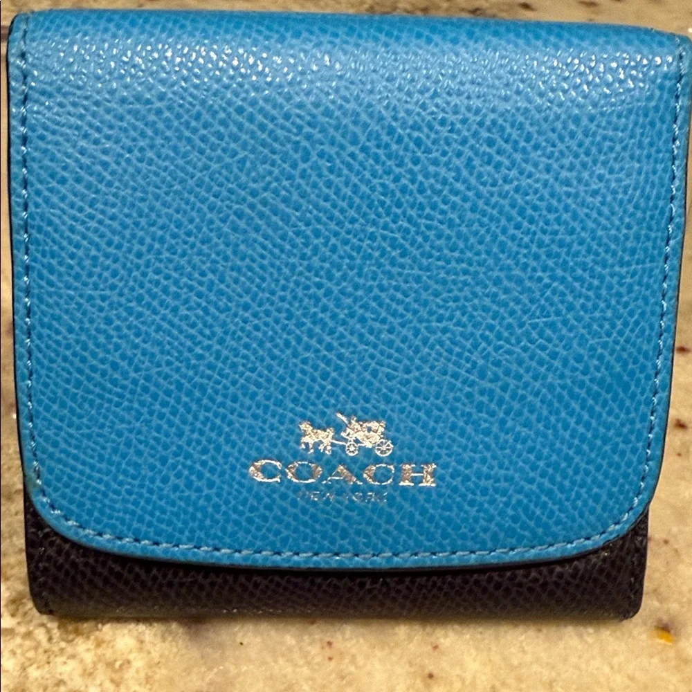 Coach Blue and Black Trifold Wallet